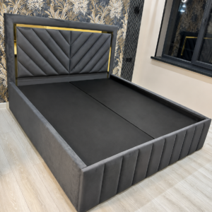 Royal Charcoal Velvet Upholstered Bed