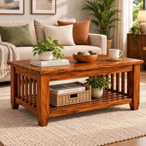 Solid Sheesham Wood Coffee Table for Living Room